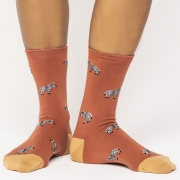 Thought Bio-Katoenen Sokken - Wild Animals Plaster Orange Comfortabele sokken van bio-katoen